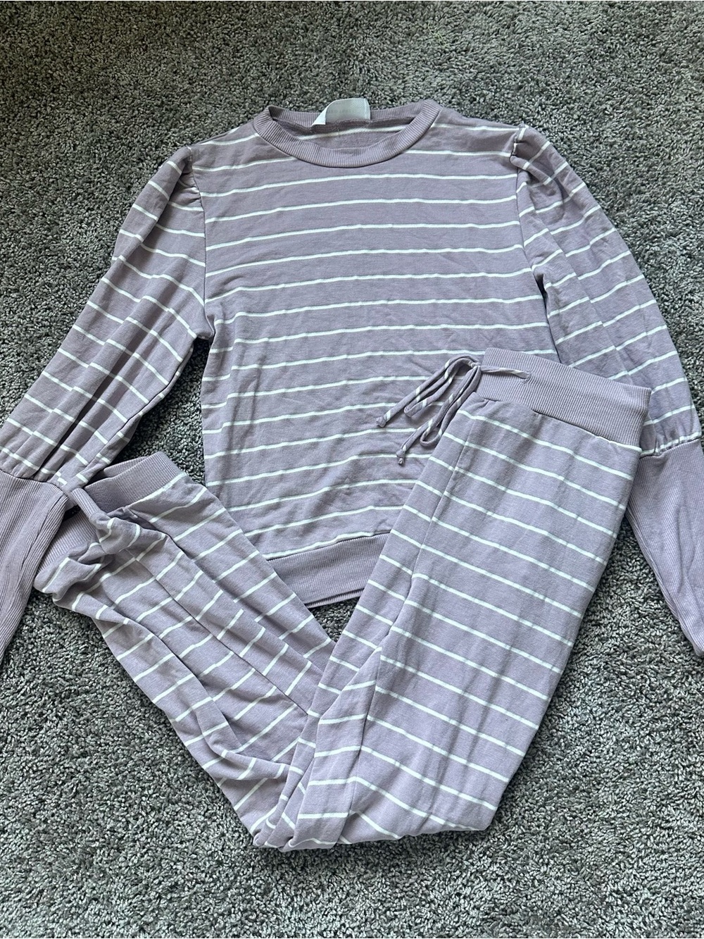 painted threads Lavender Striped Jumpsuit Romper Set